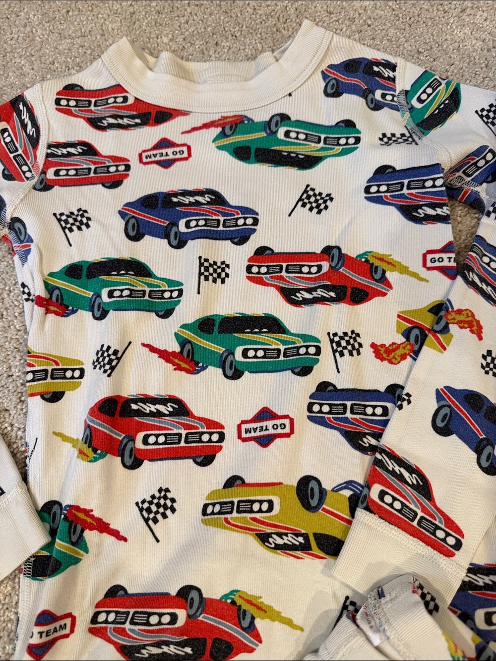 Hanna Andersson Kids White Long-Sleeve Car Print Pajama Set - Multicolor, size 8 - Picture 2 of 4